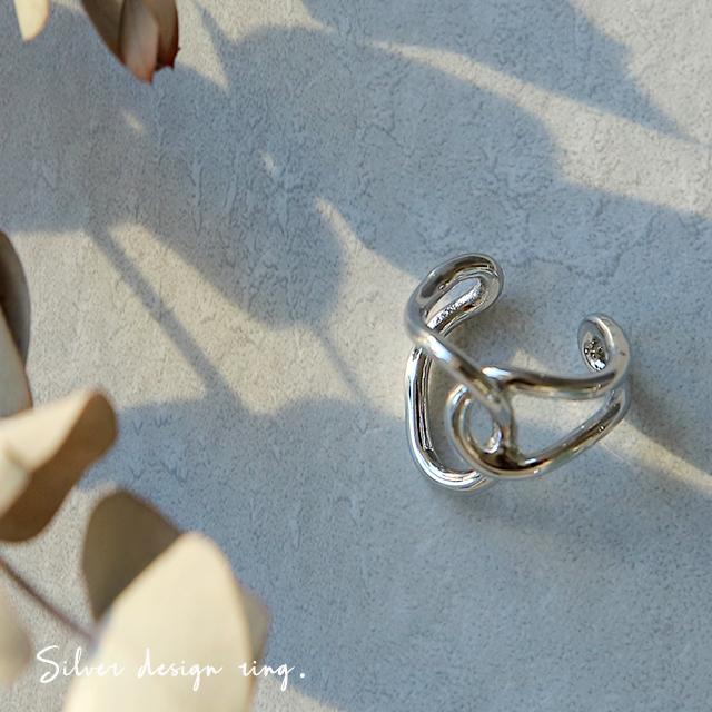 リング フリーリング 変形 ウェーブ レディース アクセサリー アクセ シルバー フリー 指輪 シルバーアクセ シンプル モード 大きめ 13号 | HUG.U | 03