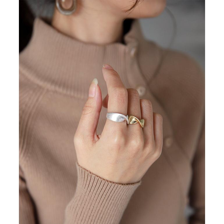 リング レディース 指輪 マット シンプル ウェーブ 重ね付け ヴィンテージ調 | HUG.U | 15