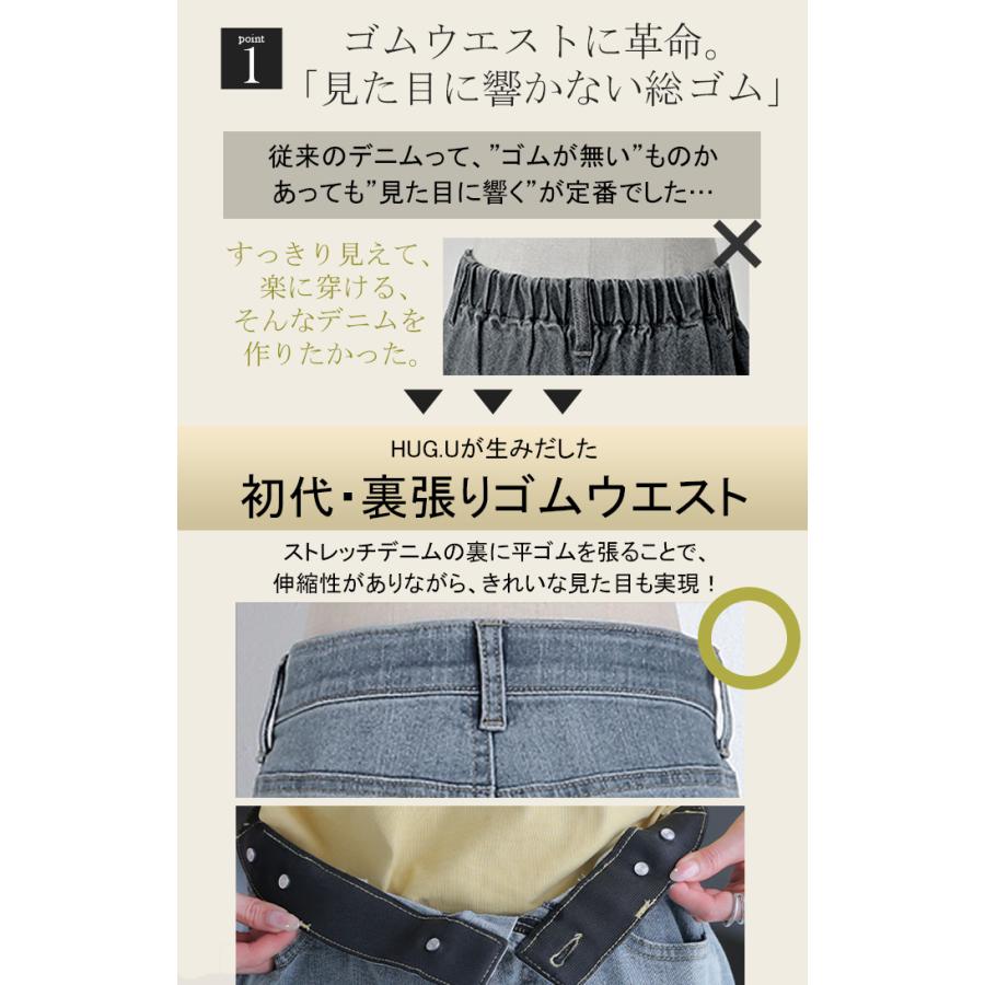 デニム パンツ デニムパンツ レディース ワイドパンツ ワイド 大きいサイズ ジーンズ ジーパン ボトム 体型カバー ボトムス ストレート ゆったり ハイウエスト | HUG.U | 27