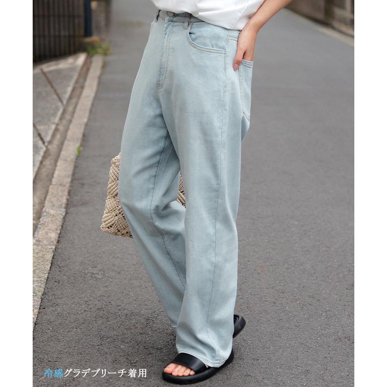 デニム パンツ デニムパンツ レディース ワイドパンツ ワイド 大きいサイズ ジーンズ ジーパン ボトム 体型カバー ボトムス ストレート ゆったり ハイウエスト | HUG.U | 28