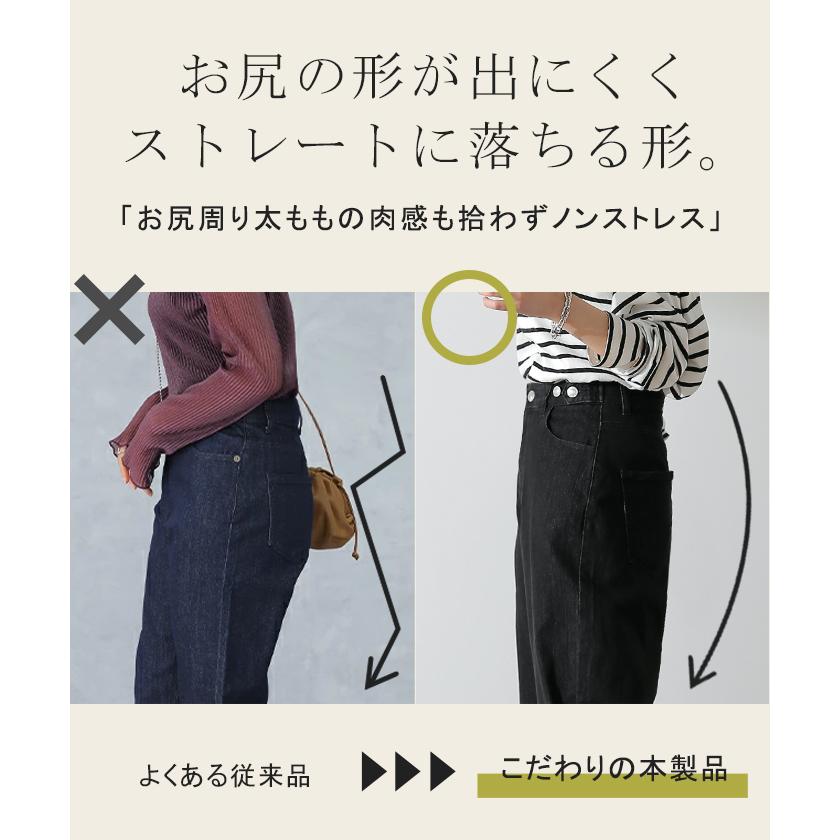 デニム パンツ デニムパンツ レディース ワイドパンツ ワイド 大きいサイズ ジーンズ ジーパン ボトム 体型カバー ボトムス ストレート ゆったり ハイウエスト | HUG.U | 36