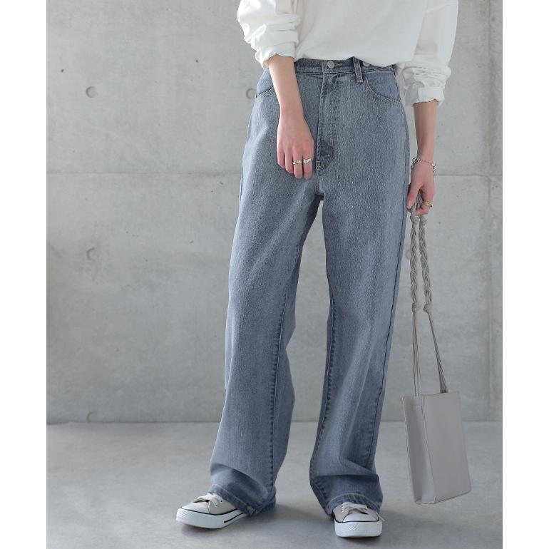 HUG.U デニム レディース デニムパンツ パンツ ストレッチ ゴム ワイド