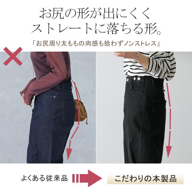 デニム 微起毛 パンツ デニムパンツ レディース ワイドパンツ ワイド 大きいサイズ ジーンズ ジーパン ボトム 体型カバー ボトムス ストレート ゆったり | HUG.U | 18