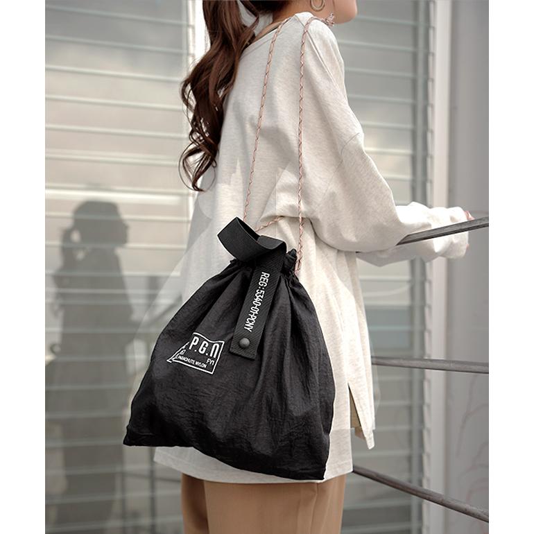 バッグ エコ マイバッグ  軽量 パラシュートナイロンバッグ コンパクト 巾着 | HUG.U | 07