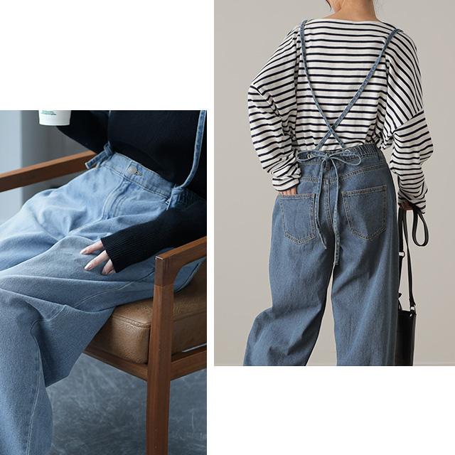 デニムパンツ サロペット レディース デニム サスペンダー パンツ 2way 