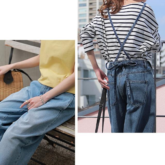 デニムパンツ サロペット レディース デニム サスペンダー パンツ 2way | HUG.U | 22