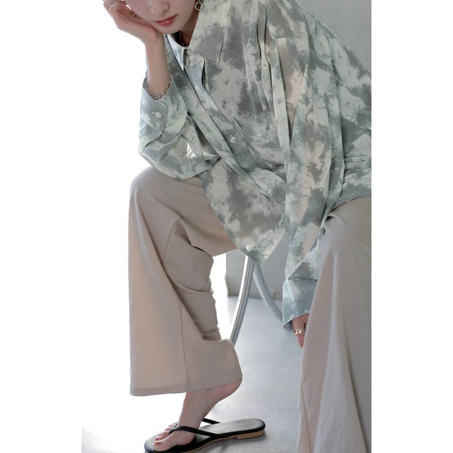 シャツ シアーシャツ レディース シアー スリット ロング シースルー タイダイ | HUG.U | 18