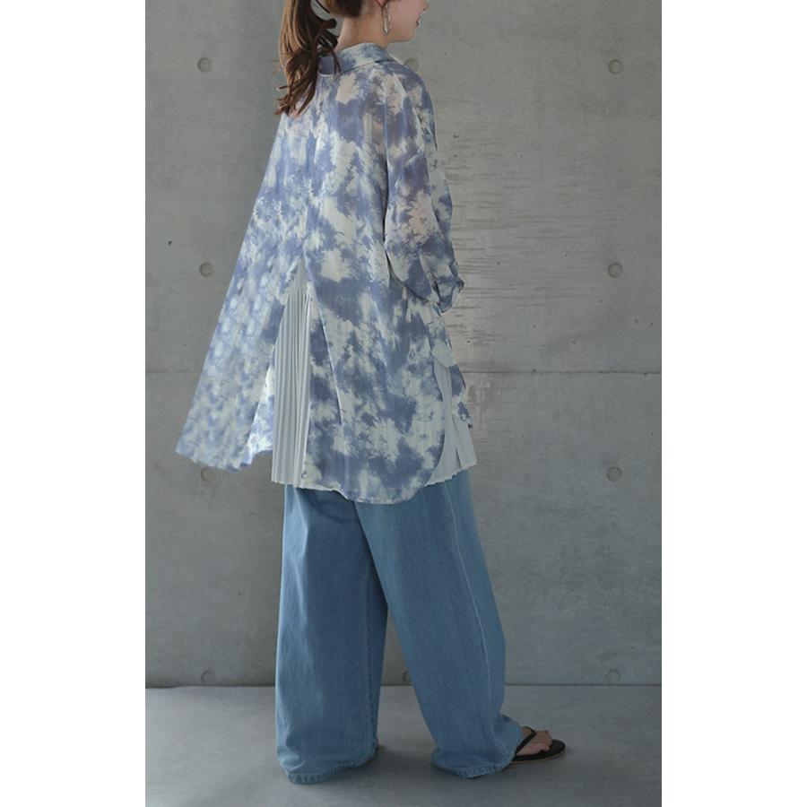 シャツ シアーシャツ レディース シアー スリット ロング シースルー タイダイ | HUG.U | 05