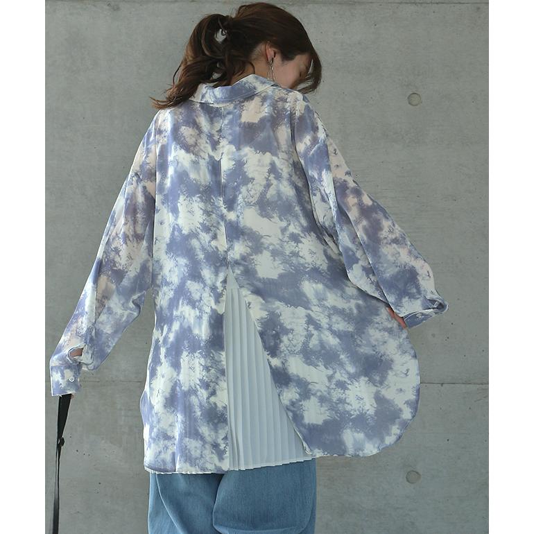 シャツ シアーシャツ レディース シアー スリット ロング シースルー タイダイ | HUG.U | 07
