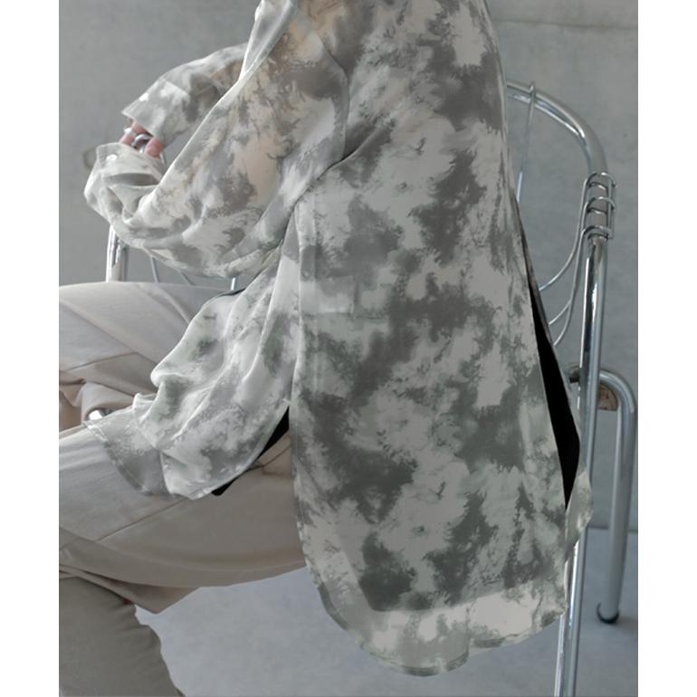 シャツ シアーシャツ レディース シアー スリット ロング シースルー タイダイ | HUG.U | 08