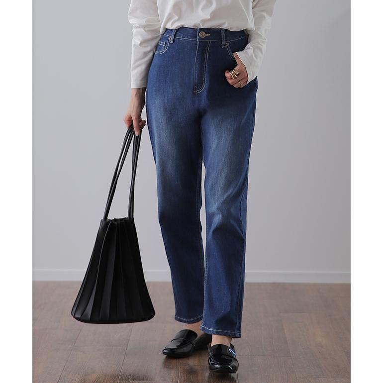 パンツ ボトムス レディース デニムパンツ 体型カバー テーパード ジーンズ | HUG.U | 08