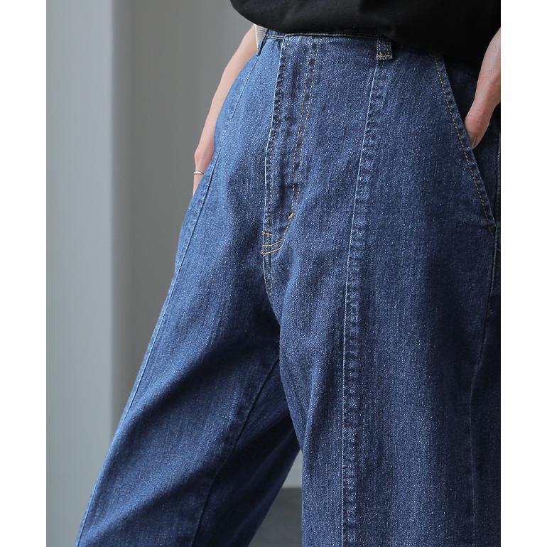 デニム スリット センタープレス テーパード パンツ レディース デニムパンツ | HUG.U | 22