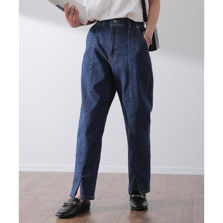デニム スリット センタープレス テーパード パンツ レディース デニムパンツ | HUG.U | 07
