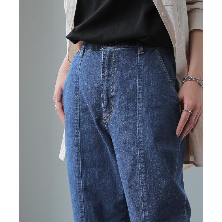 デニム スリット センタープレス テーパード パンツ レディース デニムパンツ | HUG.U | 11