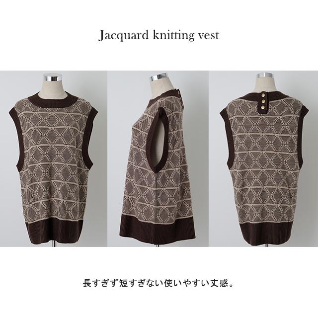 ニットベスト ジャガードニット レディース レイヤード トップス セーター 柄 | HUG.U | 21