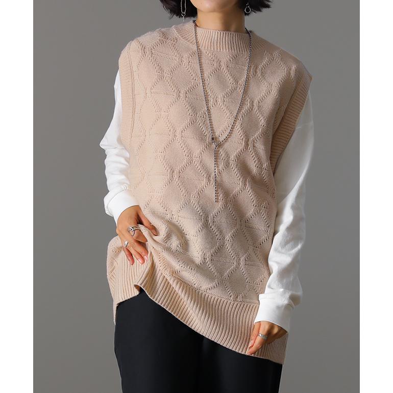 ニットベスト ジャガードニット レディース レイヤード トップス セーター 柄 | HUG.U | 08