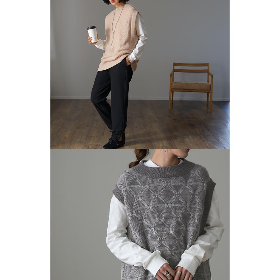 ニットベスト ジャガードニット レディース レイヤード トップス セーター 柄 | HUG.U | 11