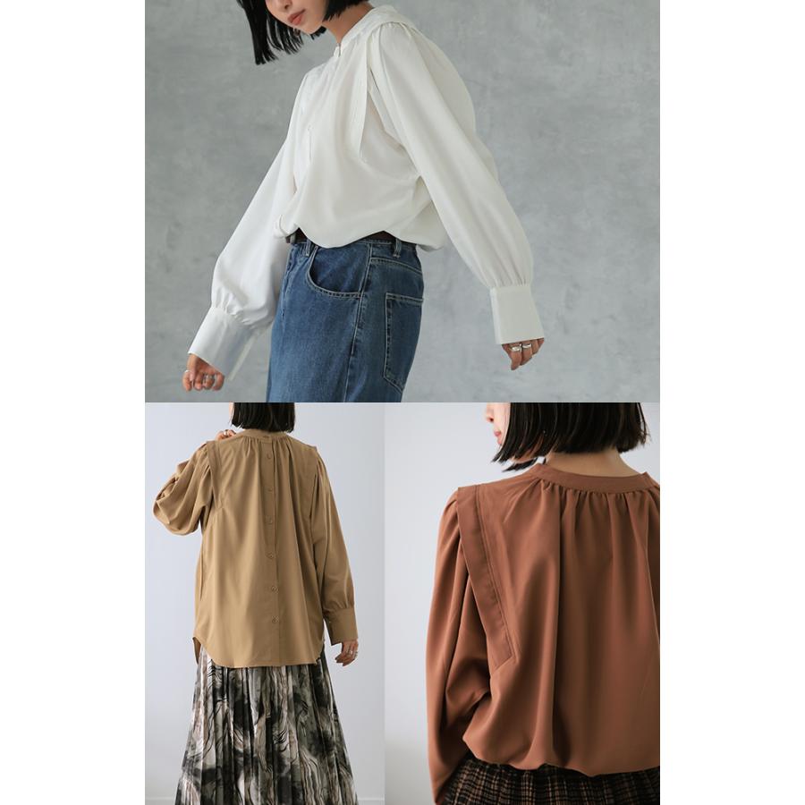 トップス ブラウス レディース バンドカラー ノーカラー チュニック ギャザー | HUG.U | 07