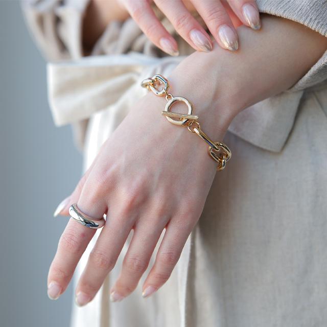 ブレスレット レディース チェーン アクセサリー ゴールド シルバー バングル シンプル アクセ | HUG.U | 05