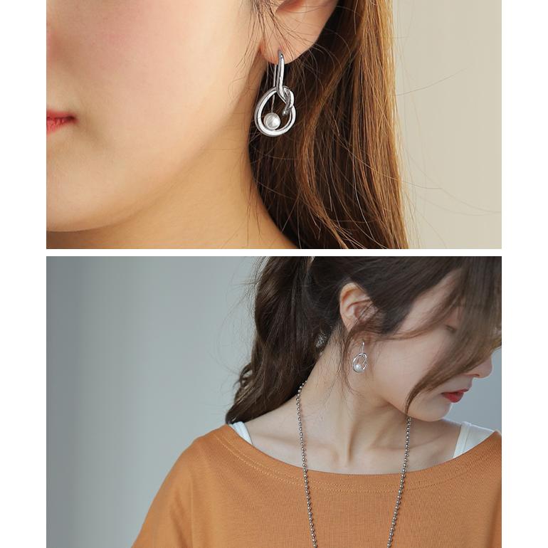 パール ピアス 変形 ドロップ メール便  ねじり アクセサリー アクセ シルバーピアス | HUG.U | 11