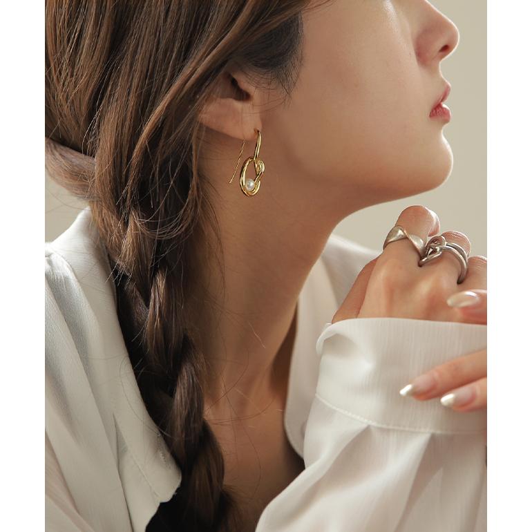 パール ピアス 変形 ドロップ メール便  ねじり アクセサリー アクセ シルバーピアス | HUG.U | 15