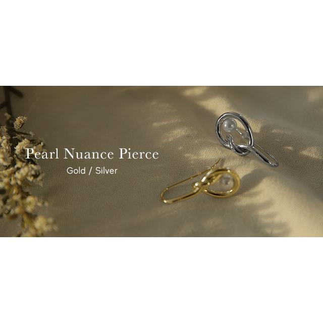 パール ピアス 変形 ドロップ メール便  ねじり アクセサリー アクセ シルバーピアス | HUG.U | 16