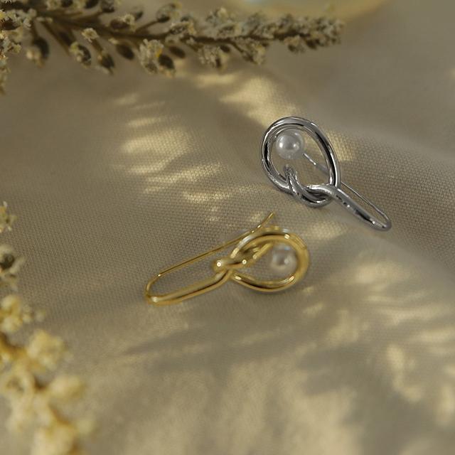 パール ピアス 変形 ドロップ メール便  ねじり アクセサリー アクセ シルバーピアス | HUG.U | 03