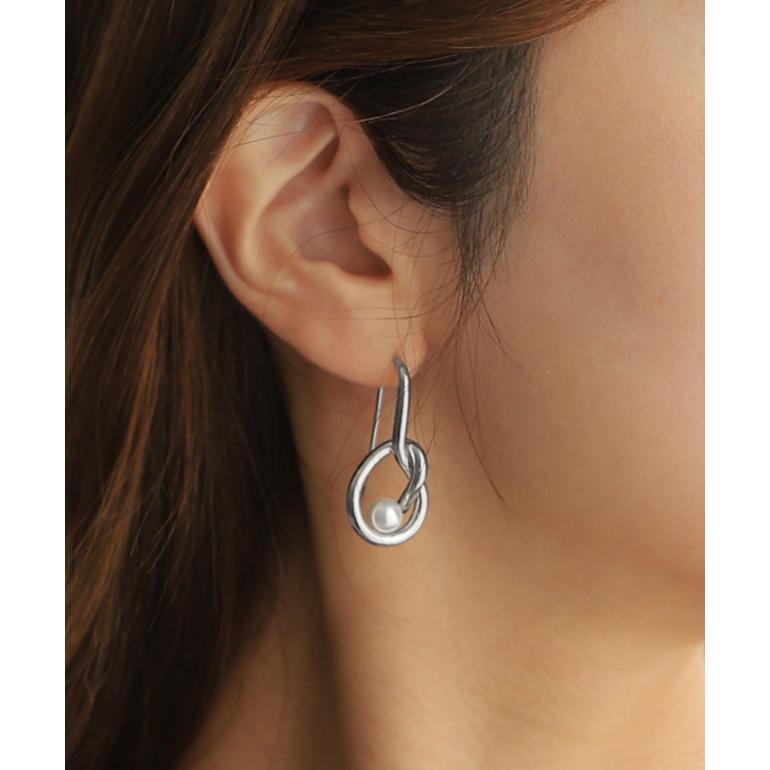 パール ピアス 変形 ドロップ メール便  ねじり アクセサリー アクセ シルバーピアス | HUG.U | 06