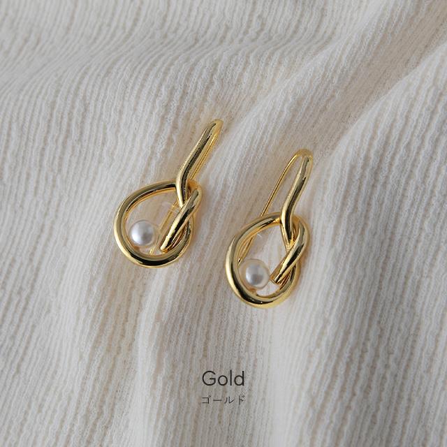 パール ピアス 変形 ドロップ メール便  ねじり アクセサリー アクセ シルバーピアス | HUG.U | 08