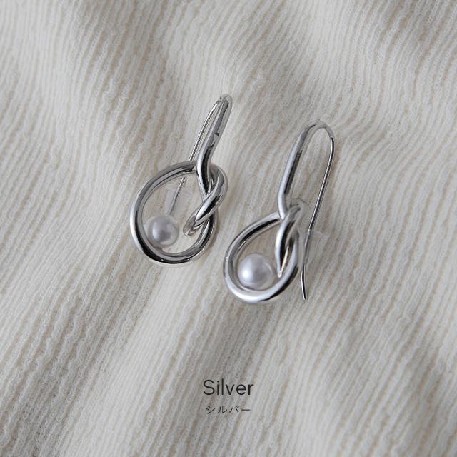 パール ピアス 変形 ドロップ メール便  ねじり アクセサリー アクセ シルバーピアス | HUG.U | 10