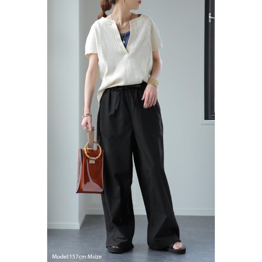 ワイドパンツ レディース リネンパンツ ナチュラル ボトムス ロング ズボン 大きいサイズ ゴム | HUG.U | 11