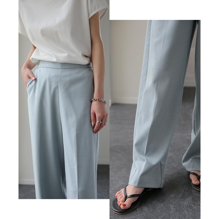 パンツ レディース テーパードパンツ ストレートパンツ ボトムス ゆったり カラーパンツ ゴム きれいめ ロング | HUG.U | 23