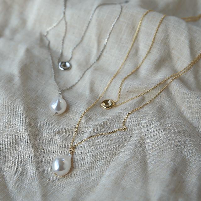 ネックレス レディース チェーン パール ロング ロングネックレス レイヤード ダブル ゴールド シルバー アクセサリー | HUG.U | 03