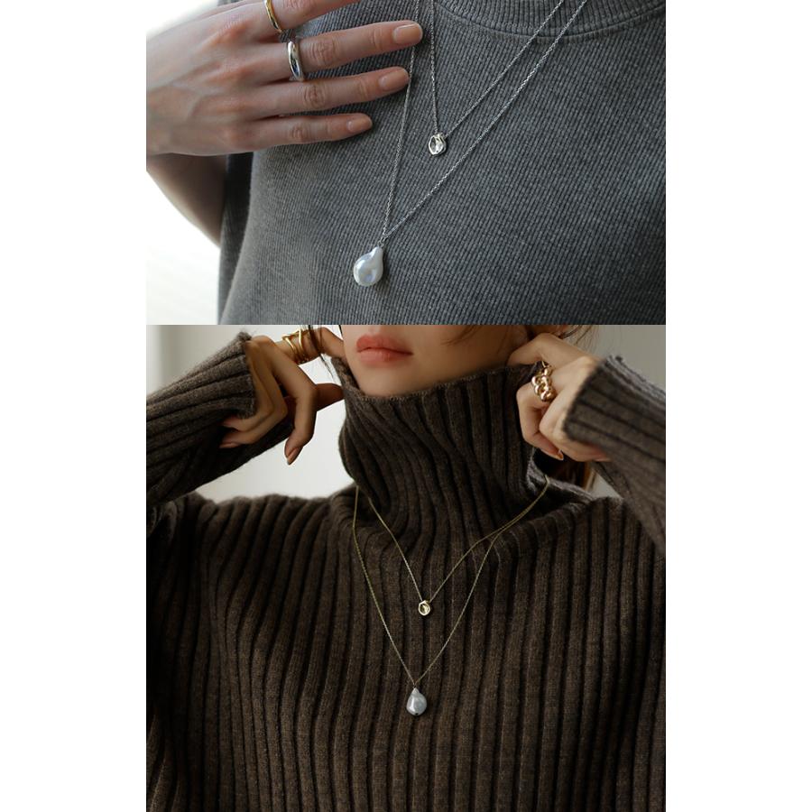 ネックレス レディース チェーン パール ロング ロングネックレス レイヤード ダブル ゴールド シルバー アクセサリー | HUG.U | 09