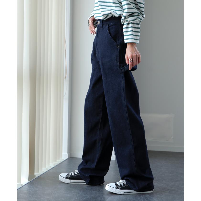 パンツ レディース チノ デニム ストレート ワイドパンツ ボトムス ハイウエスト ロング ストレッチ | HUG.U | 19