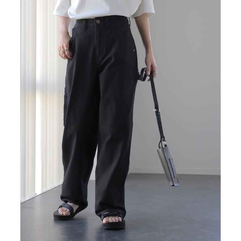 パンツ レディース チノ デニム ストレート ワイドパンツ ボトムス ハイウエスト ロング ストレッチ | HUG.U | 19