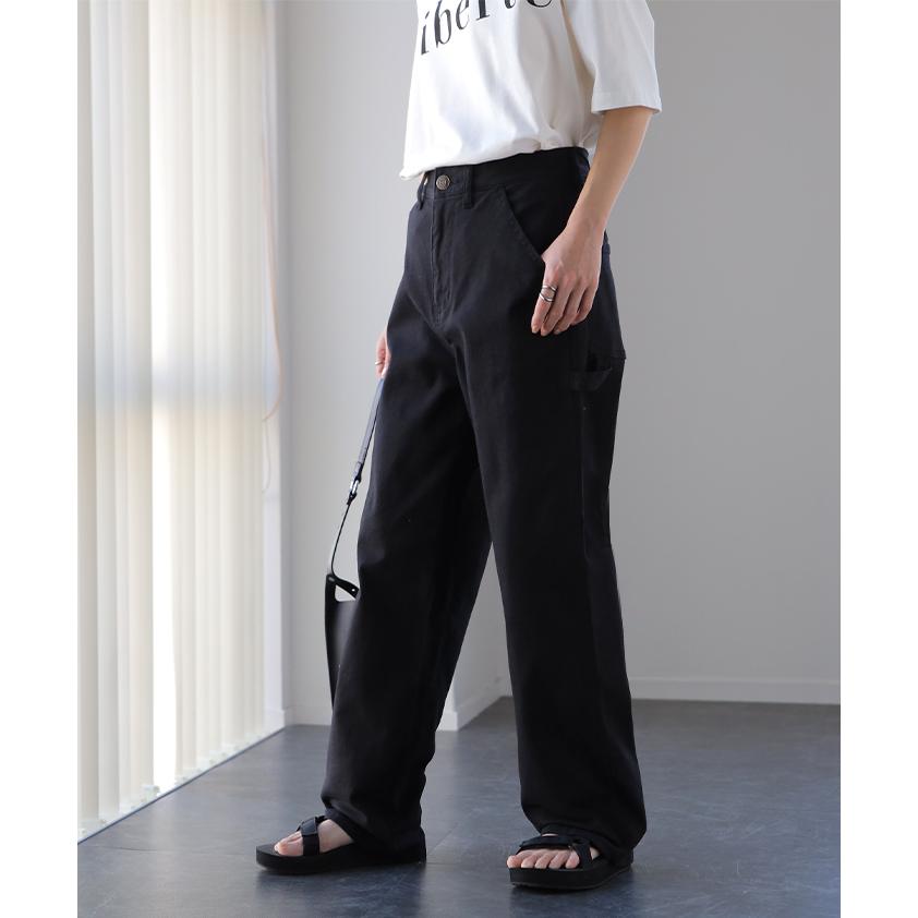 パンツ レディース チノ デニム ストレート ワイドパンツ ボトムス ハイウエスト ロング ストレッチ | HUG.U | 08