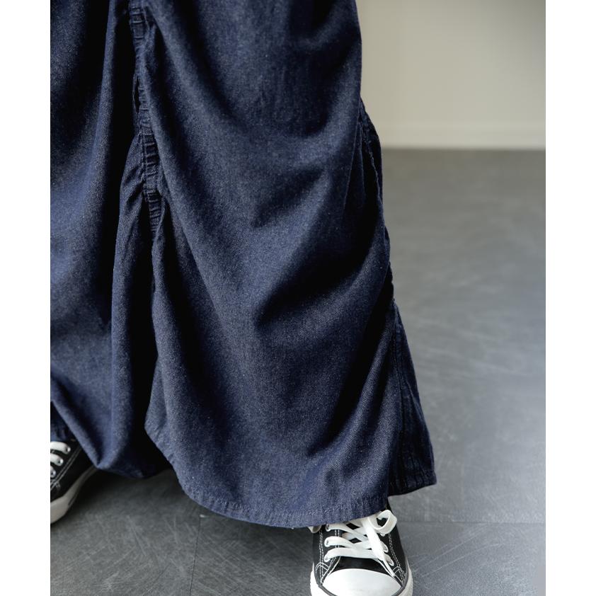 デニム スカート 綿100 シャーリングスカート デニムスカート ロングスカート ロング フレア | HUG.U | 10