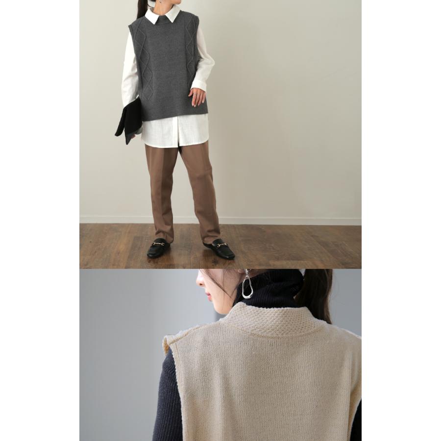 ベスト レディース トップス ニット ケーブル編み セーター ハイネック レイヤード | HUG.U | 19
