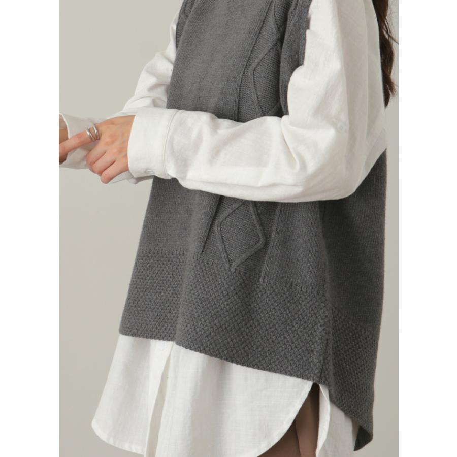 ベスト レディース トップス ニット ケーブル編み セーター ハイネック レイヤード | HUG.U | 10