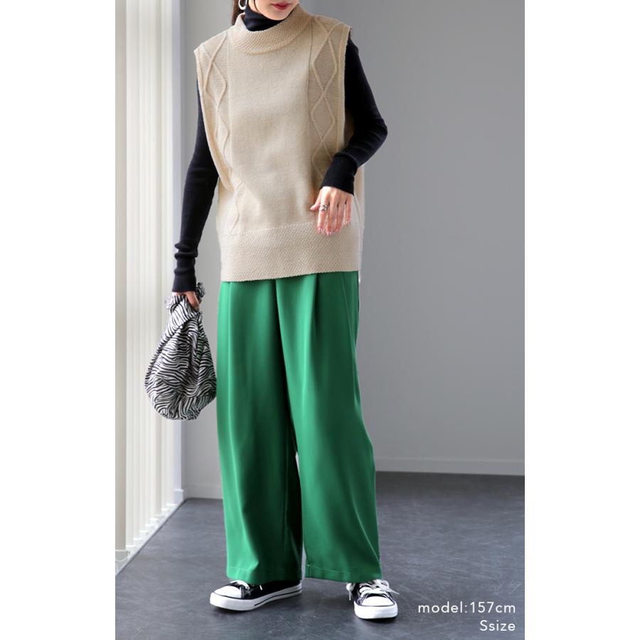 ベスト レディース トップス ニット ケーブル編み セーター ハイネック レイヤード | HUG.U | 12