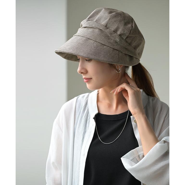 帽子 レディース UVカット 紫外線対策 キャスケット 紫外線 日よけ つば広 ハット おしゃれ 折りたたみ 黒 グレー 夏 | HUG.U | 07