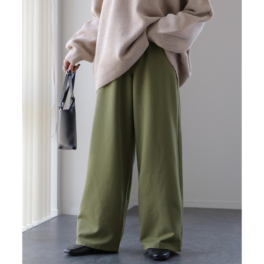 ワイドパンツ レディース パンツ ワイド スラックス ボトムス ゴム ハイウエスト ストレート ロング ロングパンツ | HUG.U | 07