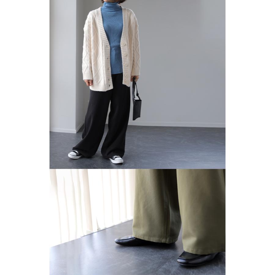 ワイドパンツ レディース パンツ ワイド スラックス ボトムス ゴム ハイウエスト ストレート ロング ロングパンツ | HUG.U | 08