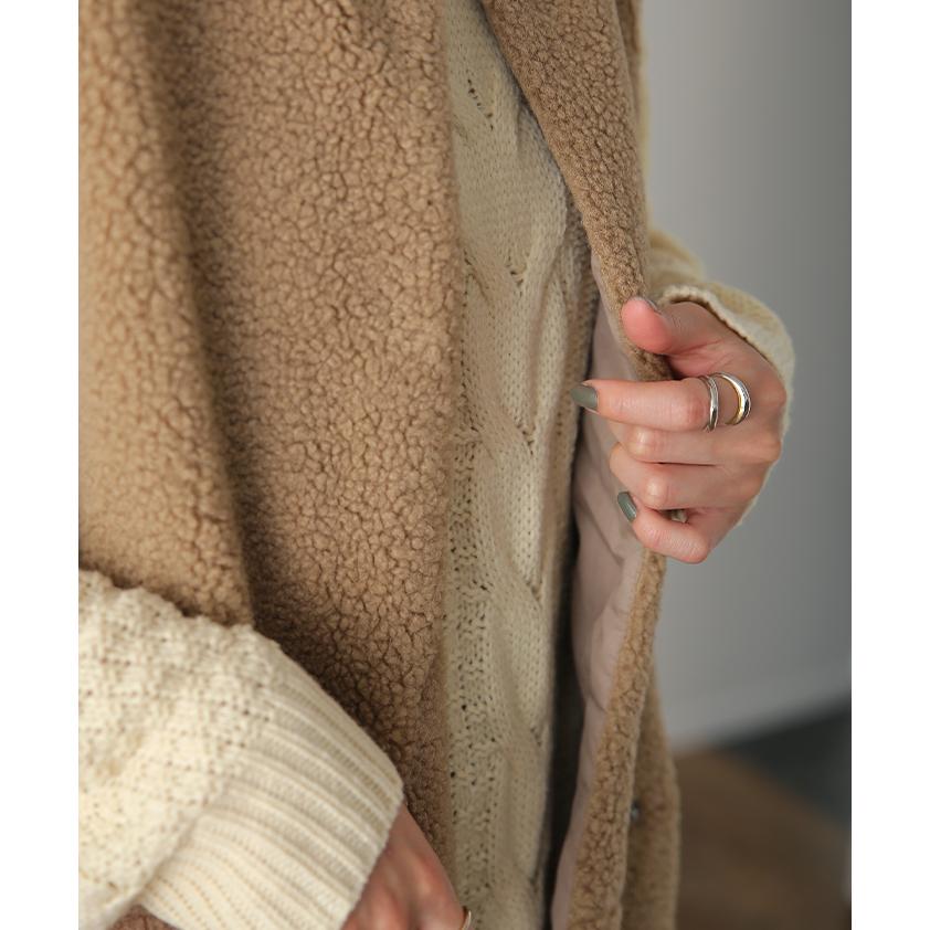 ベスト レディース アウター ジレ ボア ロングベスト 前開き ノーカラー ロングジレ トップス ボアコート 暖か | HUG.U | 11