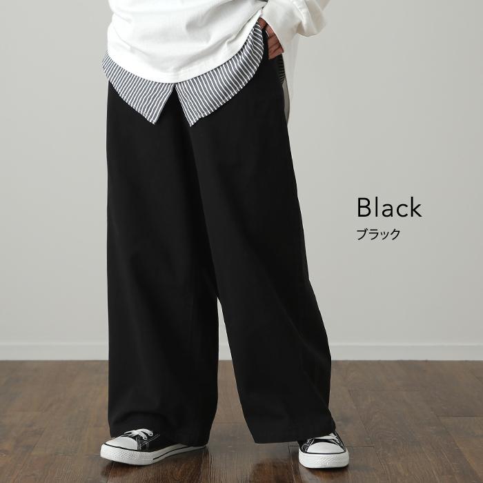 ワイドパンツ レディース パンツ 綿100% ボトムス ロング 微起毛 体型カバー ワイド ゴム | HUG.U | 17