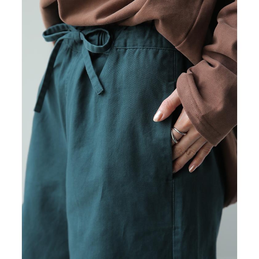 ワイドパンツ レディース パンツ 綿100% ボトムス ロング 微起毛 体型カバー ワイド ゴム | HUG.U | 18