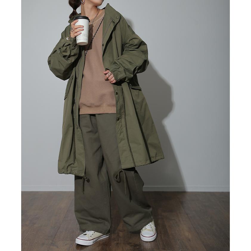 ワイドパンツ レディース パンツ 綿100% ボトムス ロング 微起毛 体型カバー ワイド ゴム | HUG.U | 10