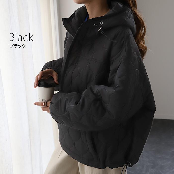 アウター レディース キルティング プルオーバー ジャケット ハーフジップ 中綿 ハイネック トップス ライトアウター キルト | HUG.U | 18