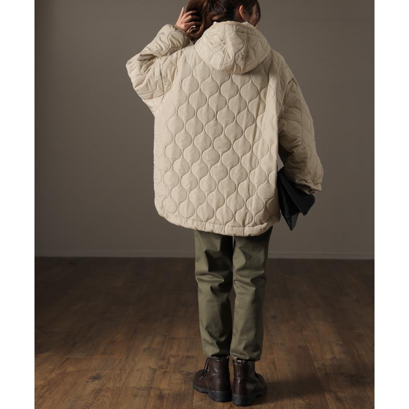 アウター レディース キルティング プルオーバー ジャケット ハーフジップ 中綿 ハイネック トップス ライトアウター キルト | HUG.U | 20